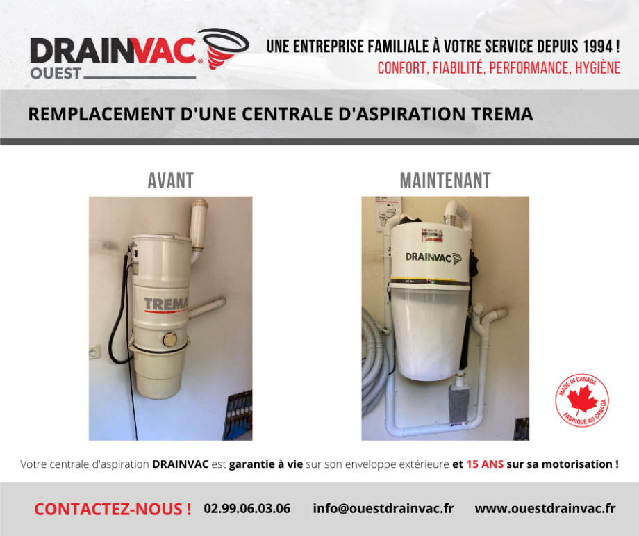 Remplacement aspirateur centralisé Trema