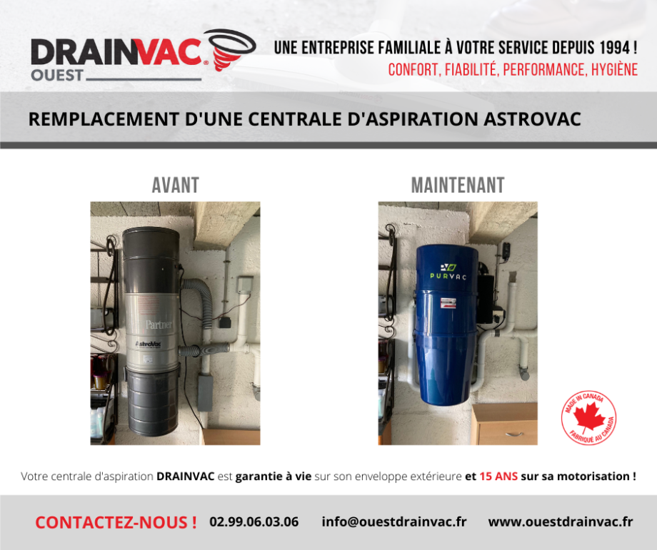 Aspirateur centralisé Astrovac as2200 Contacteznous 02.99.06.03.06